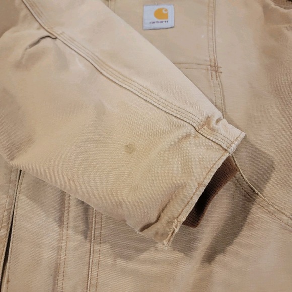 Carhartt Chore Jacket Mens 48 Regular Tan Quilted Line Full Zip Canvas Grunge - Picture 9 of 12